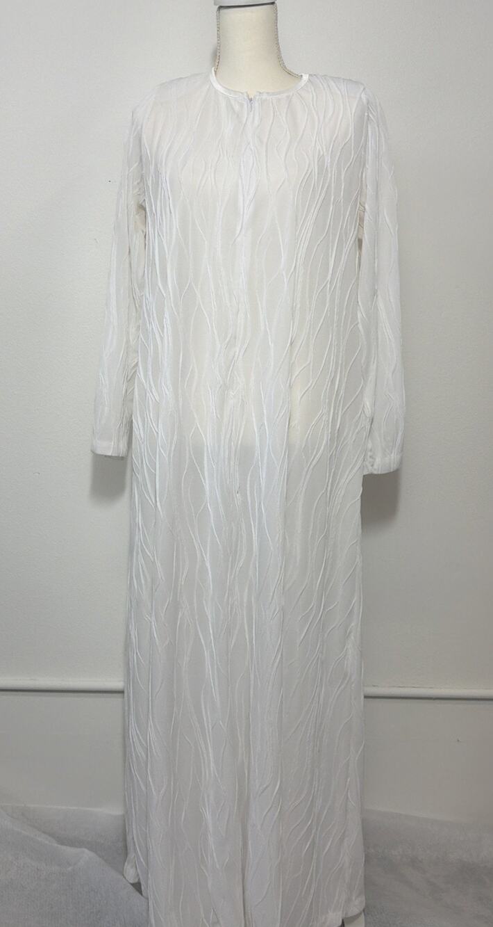 Covenant Apparel LDS Mormon Long White Temple Dress Medium Embroidered